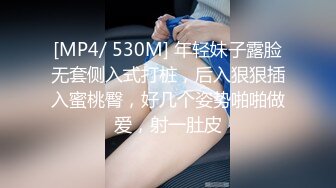 [MP4/ 530M] 年轻妹子露脸无套侧入式打桩，后入狠狠插入蜜桃臀，好几个姿势啪啪做爱，射一肚皮